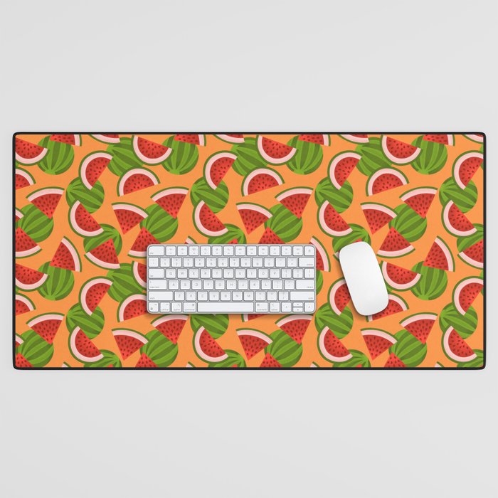 Watermelon Pattern on Orange Desk Mat Gallery Image 1