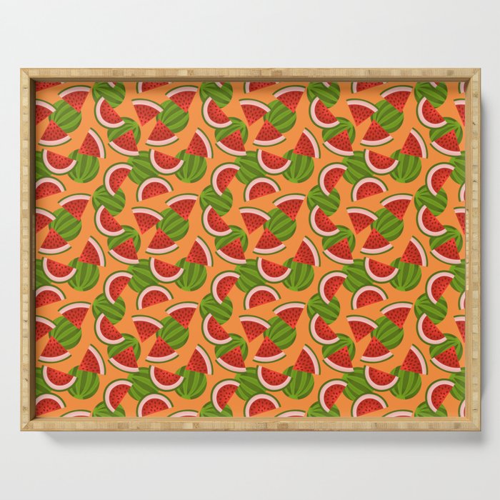 Watermelon Pattern on Orange Serving Tray Gallery Image 1