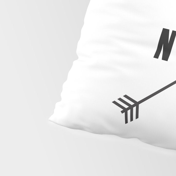 PNW Pacific Northwest Compass - Black on White Minimal Pillow Sham Gallery Image 4