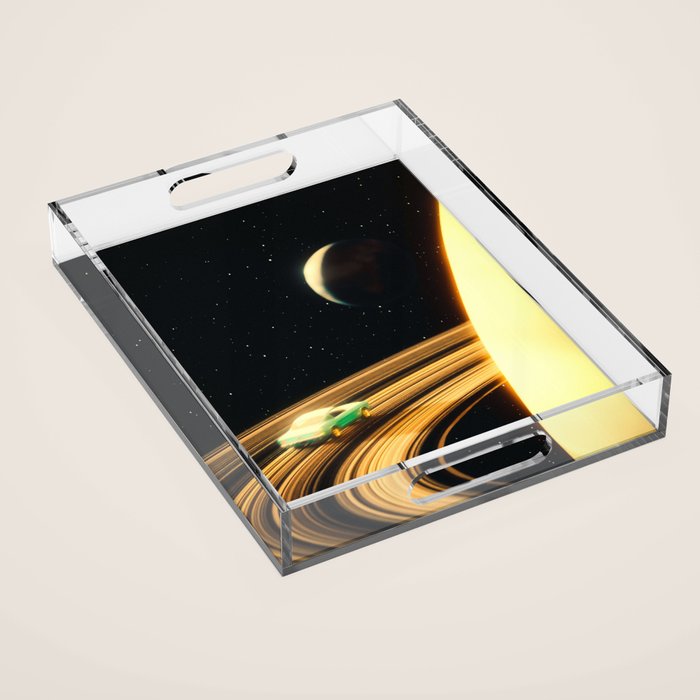 Saturn Highway - A Vintage, Retro-Futuristic Science Fiction Artwork Acrylic Tray Gallery Image 1