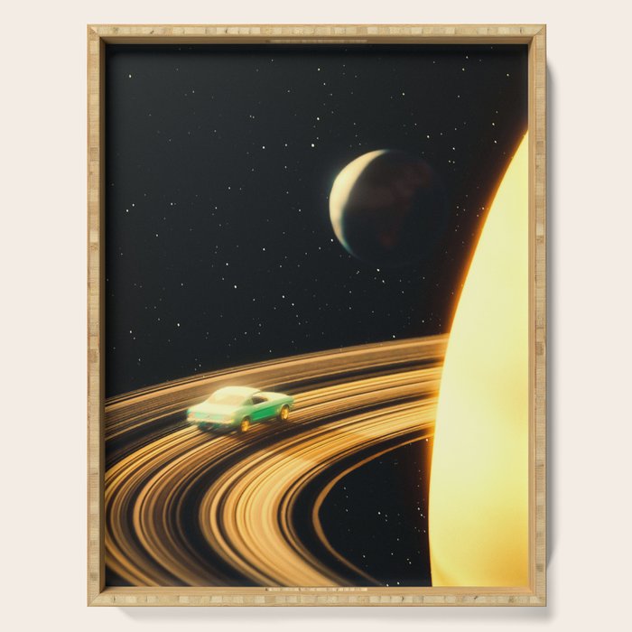 Saturn Highway - A Vintage, Retro-Futuristic Science Fiction Artwork Serving Tray Gallery Image 1