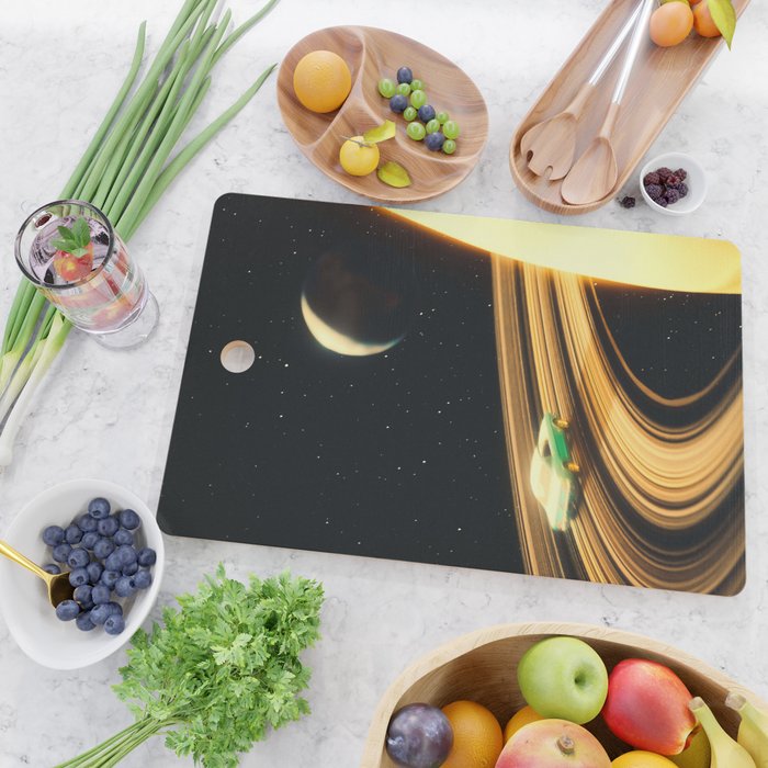 Saturn Highway - A Vintage, Retro-Futuristic Science Fiction Artwork Cutting Board Gallery Image 2