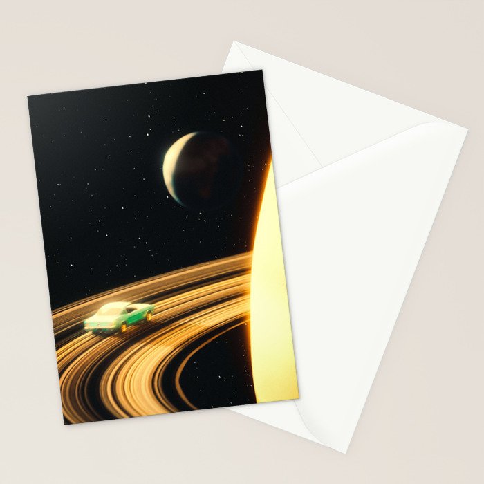 Saturn Highway - A Vintage, Retro-Futuristic Science Fiction Artwork Stationery Card Gallery Image 2
