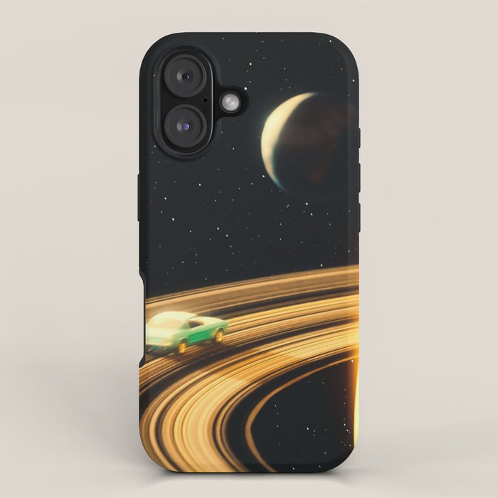 Saturn Highway - A Vintage, Retro-Futuristic Science Fiction Artwork iPhone Case Gallery Image 1