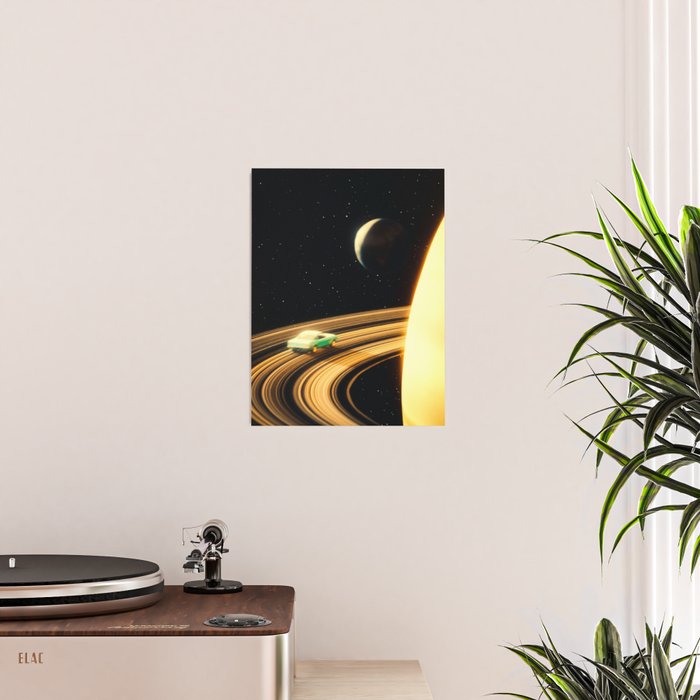 Saturn Highway - A Vintage, Retro-Futuristic Science Fiction Artwork Poster Gallery Image 2