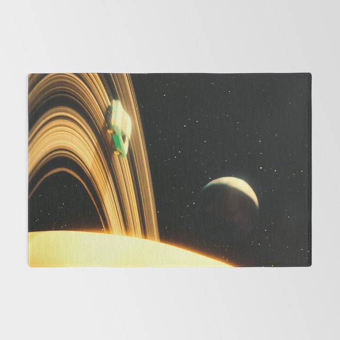 Saturn Highway - A Vintage, Retro-Futuristic Science Fiction Artwork Rug Gallery Image 2