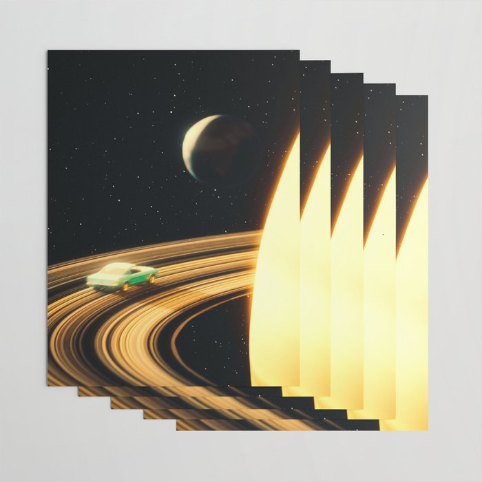 Saturn Highway - A Vintage, Retro-Futuristic Science Fiction Artwork Wrapping Paper Gallery Image 3