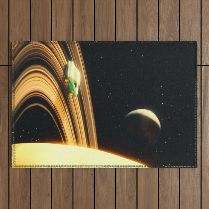 Saturn Highway - A Vintage, Retro-Futuristic Science Fiction Artwork Outdoor Rug Gallery Image 1