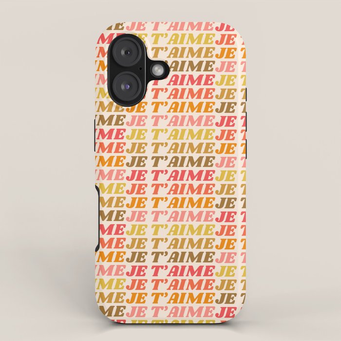 Je T'aime - French for I Love You in Warm Red, Orange, and Yellow Colors iPhone Case Gallery Image 1