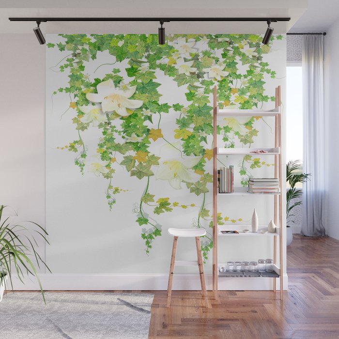 Watercolor Ivy Wall Mural Gallery Image 1