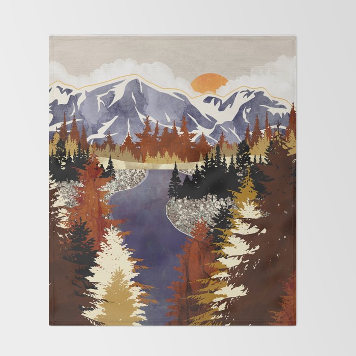 Autumn River Throw Blanket Gallery Image 2