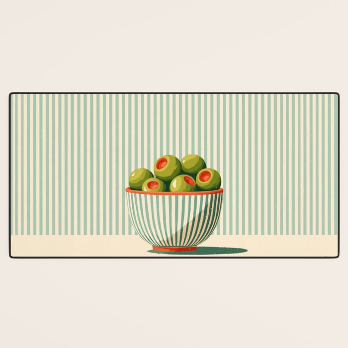 Retro Olive Bowl Illustration Desk Mat Gallery Image 3