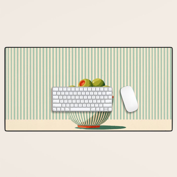 Retro Olive Bowl Illustration Desk Mat Gallery Image 1