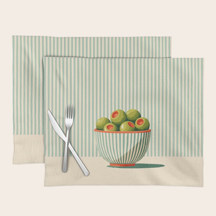 Retro Olive Bowl Illustration Placemat Gallery Image 1