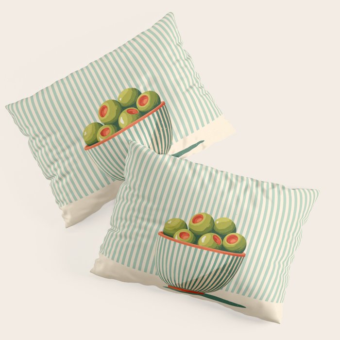 Retro Olive Bowl Illustration Pillow Sham Gallery Image 3