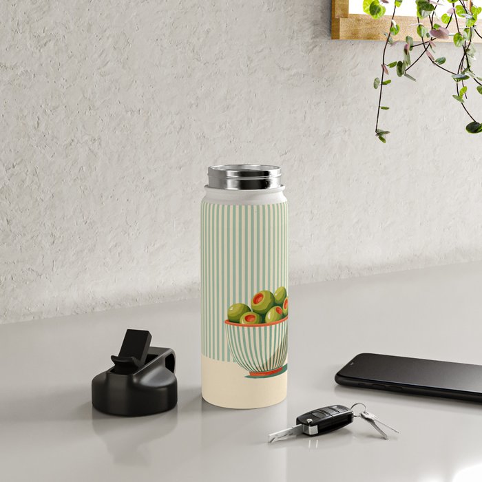 Retro Olive Bowl Illustration Water Bottle Gallery Image 4