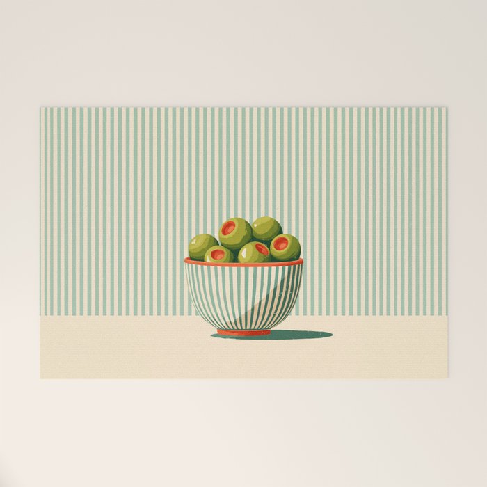 Retro Olive Bowl Illustration Welcome Mat Gallery Image 1