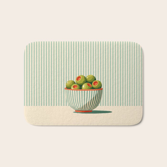 Retro Olive Bowl Illustration Bath Mat Gallery Image 1