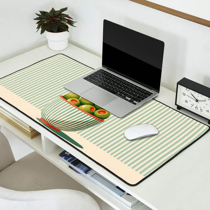 Retro Olive Bowl Illustration Desk Mat Gallery Image 2