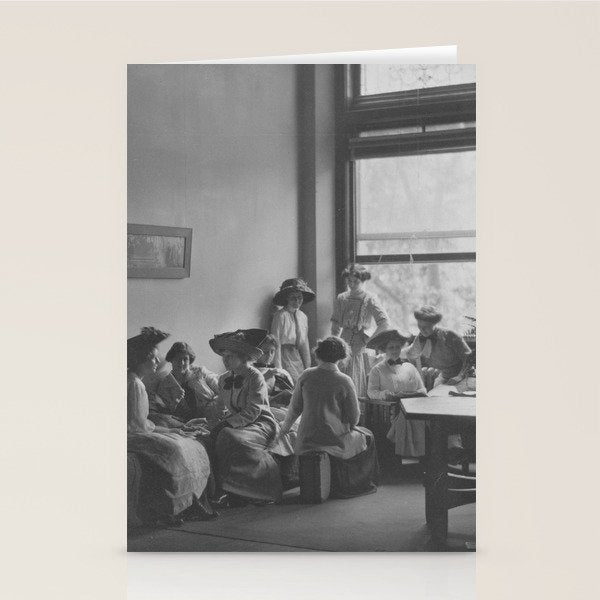 Meeting of the minds, 1912 Columbia Teacher's College vintage black and white portrait photograph Stationery Card Gallery Image 1