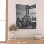 Meeting of the minds, 1912 Columbia Teacher's College vintage black and white portrait photograph Wall Tapestry Gallery Image 2
