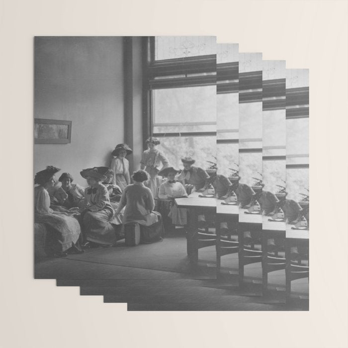 Meeting of the minds, 1912 Columbia Teacher's College vintage black and white portrait photograph Wrapping Paper Gallery Image 3