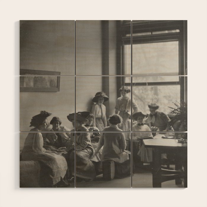 Meeting of the minds, 1912 Columbia Teacher's College vintage black and white portrait photograph Wood Wall Art Gallery Image 1
