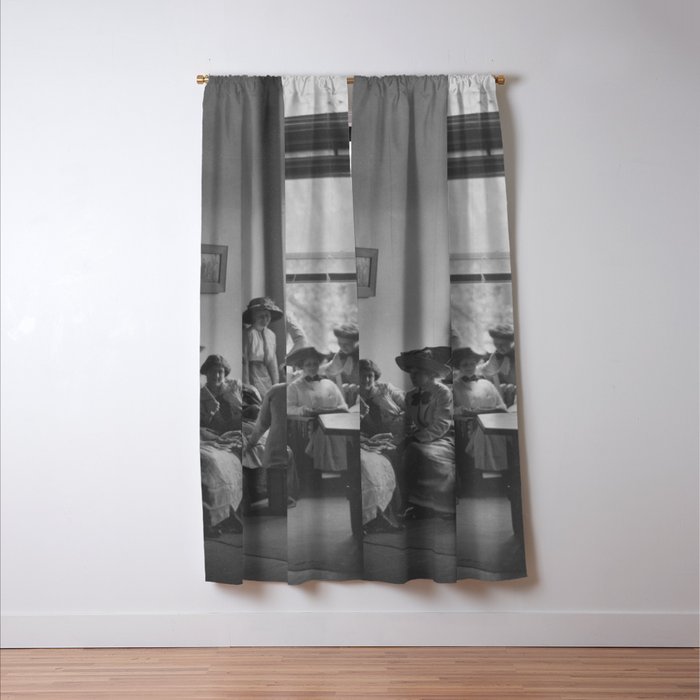 Meeting of the minds, 1912 Columbia Teacher's College vintage black and white portrait photograph Window Curtain Gallery Image 3