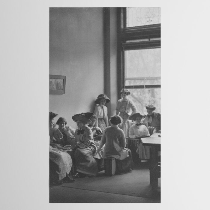 Meeting of the minds, 1912 Columbia Teacher's College vintage black and white portrait photograph Tablecloth Gallery Image 2