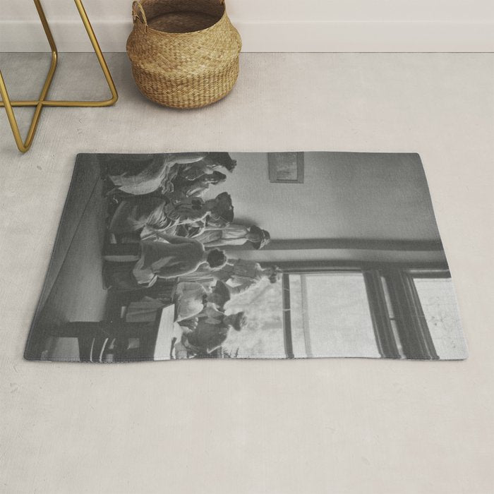 Meeting of the minds, 1912 Columbia Teacher's College vintage black and white portrait photograph Rug Gallery Image 1