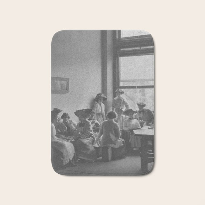 Meeting of the minds, 1912 Columbia Teacher's College vintage black and white portrait photograph Bath Mat Gallery Image 1