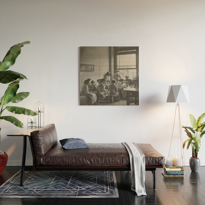 Meeting of the minds, 1912 Columbia Teacher's College vintage black and white portrait photograph Wood Wall Art Gallery Image 2