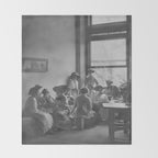 Meeting of the minds, 1912 Columbia Teacher's College vintage black and white portrait photograph Throw Blanket Gallery Image 2