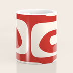 Retro Piquet Mid Century Modern Abstract Pattern in Red and Almond Cream Coffee Mug Gallery Image 4