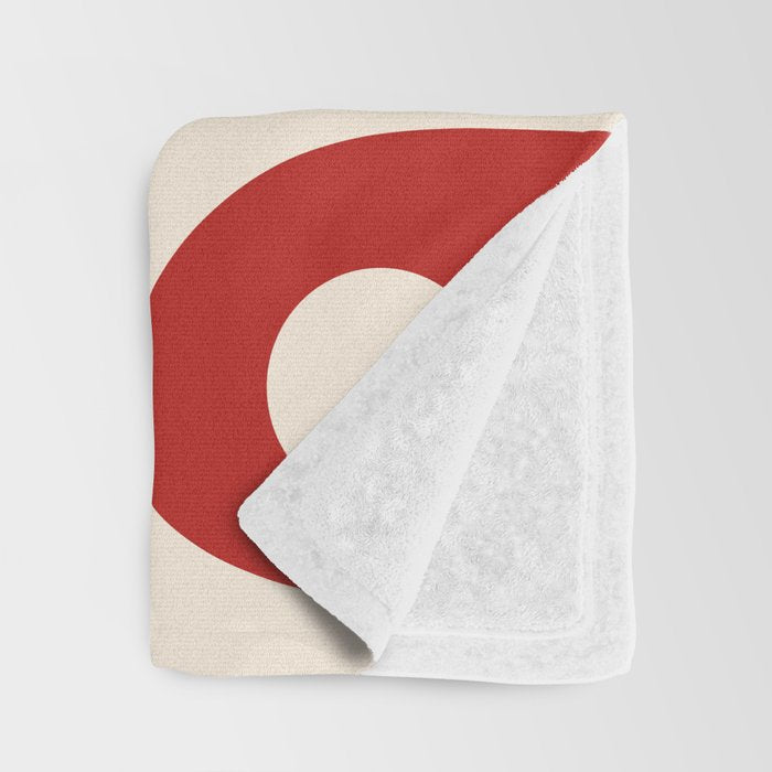 Retro Piquet Mid Century Modern Abstract Pattern in Red and Almond Cream Throw Blanket Gallery Image 3