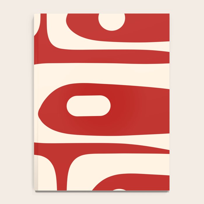 Retro Piquet Mid Century Modern Abstract Pattern in Red and Almond Cream Notebook Gallery Image 4