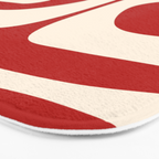 Retro Piquet Mid Century Modern Abstract Pattern in Red and Almond Cream Bath Mat Gallery Image 3