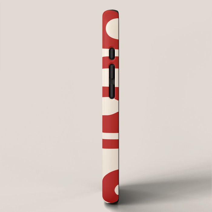Retro Piquet Mid Century Modern Abstract Pattern in Red and Almond Cream iPhone Case Gallery Image 2