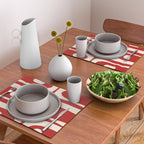 Retro Piquet Mid Century Modern Abstract Pattern in Red and Almond Cream Placemat Gallery Image 2