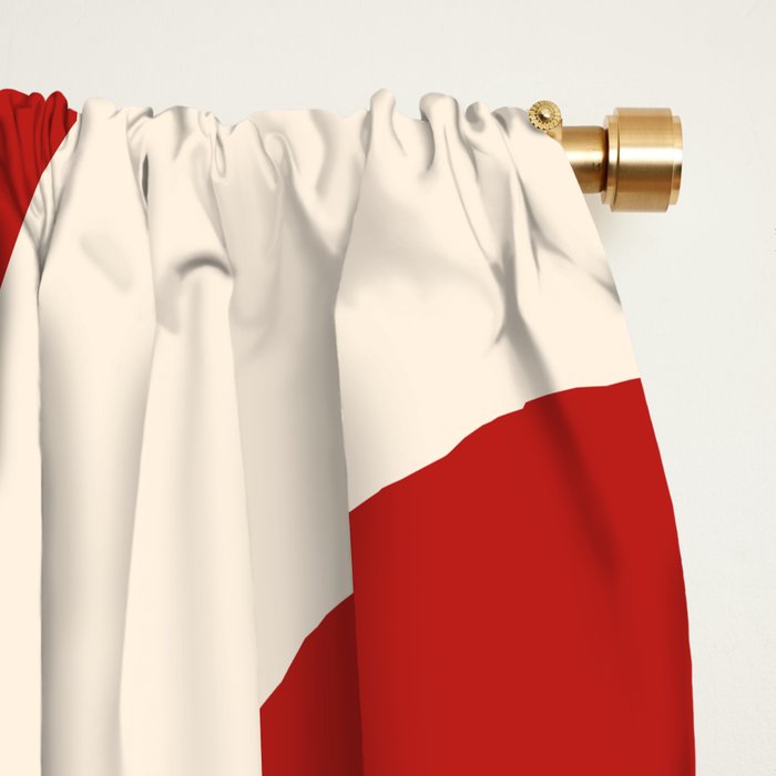 Retro Piquet Mid Century Modern Abstract Pattern in Red and Almond Cream Window Curtain Gallery Image 2