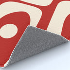 Retro Piquet Mid Century Modern Abstract Pattern in Red and Almond Cream Rug Gallery Image 4