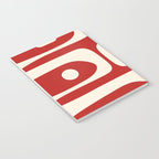Retro Piquet Mid Century Modern Abstract Pattern in Red and Almond Cream Notebook Gallery Image 3