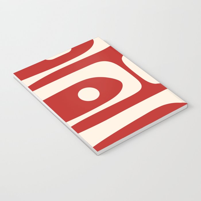 Retro Piquet Mid Century Modern Abstract Pattern in Red and Almond Cream Notebook Gallery Image 3