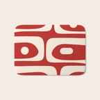 Retro Piquet Mid Century Modern Abstract Pattern in Red and Almond Cream Bath Mat Gallery Image 1