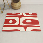 Retro Piquet Mid Century Modern Abstract Pattern in Red and Almond Cream Rug Gallery Image 1