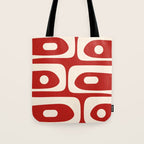 Retro Piquet Mid Century Modern Abstract Pattern in Red and Almond Cream Tote Bag Gallery Image 1