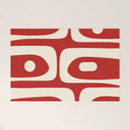 Retro Piquet Mid Century Modern Abstract Pattern in Red and Almond Cream Welcome Mat Gallery Image 1