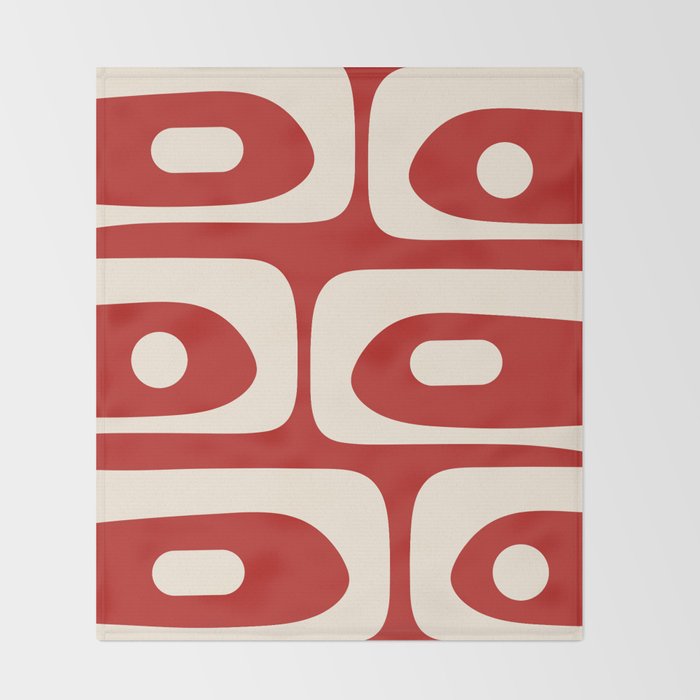 Retro Piquet Mid Century Modern Abstract Pattern in Red and Almond Cream Throw Blanket Gallery Image 2