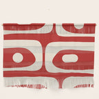 Retro Piquet Mid Century Modern Abstract Pattern in Red and Almond Cream Wall Hanging Gallery Image 1