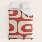Retro Piquet Mid Century Modern Abstract Pattern in Red and Almond Cream Duvet Cover Gallery Image 6